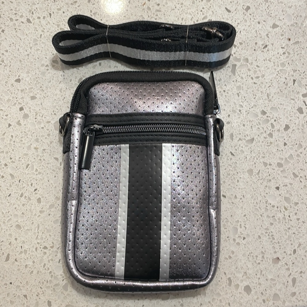 Casey Charcoal Stripe Crossbody Bag. PRICE DROP!
